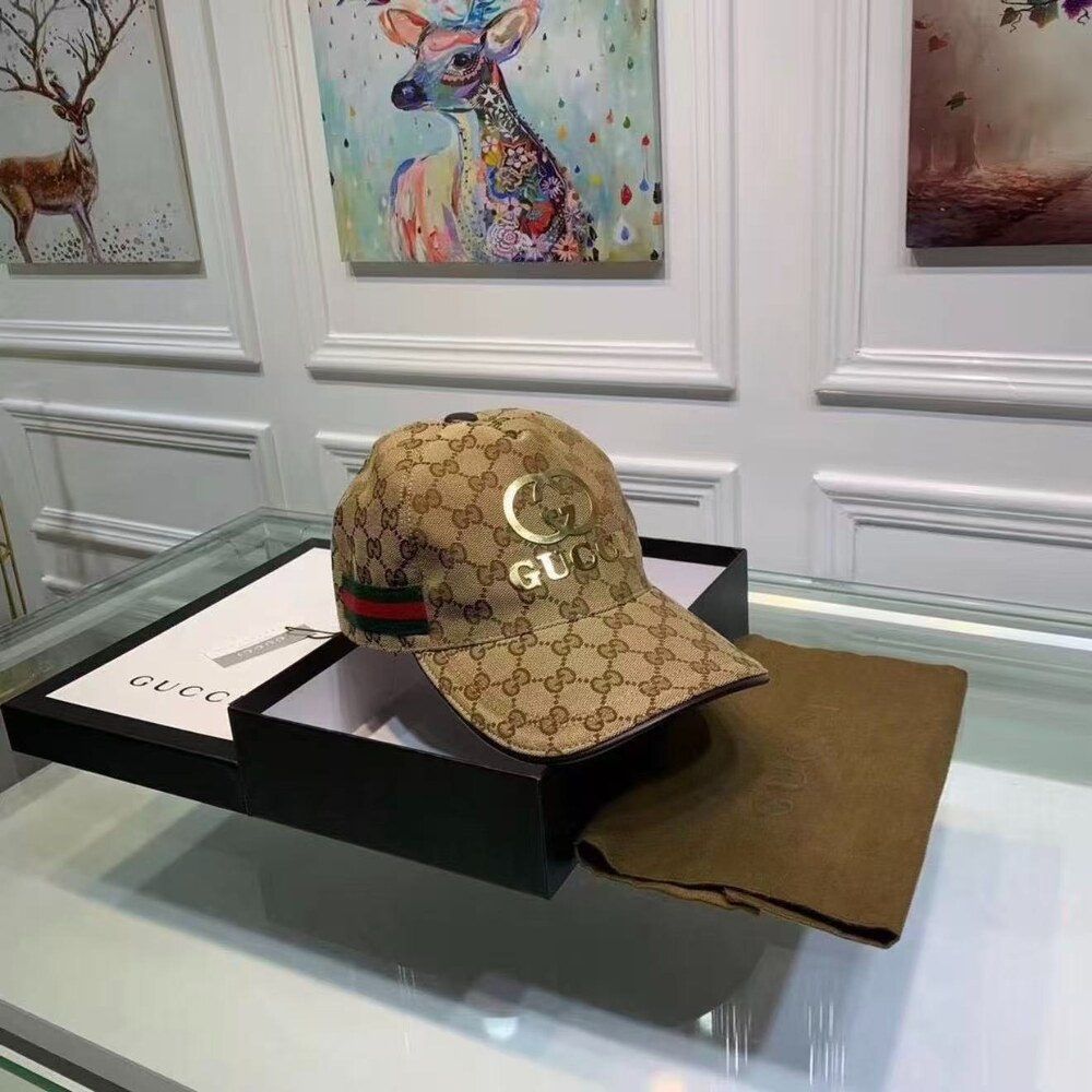 Gucci GG Canvas Baseball Cap with Gold Logo